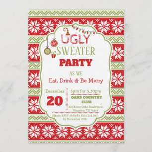 Eat, Drink an Be Ugly Ugly Christmas Sweater Party Invitation