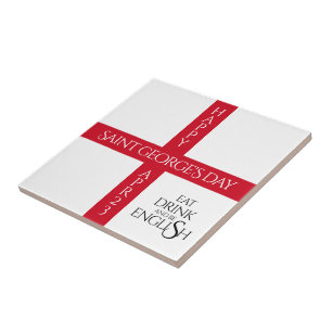 Eat Drink and Be English St George's Cross Flag Tile