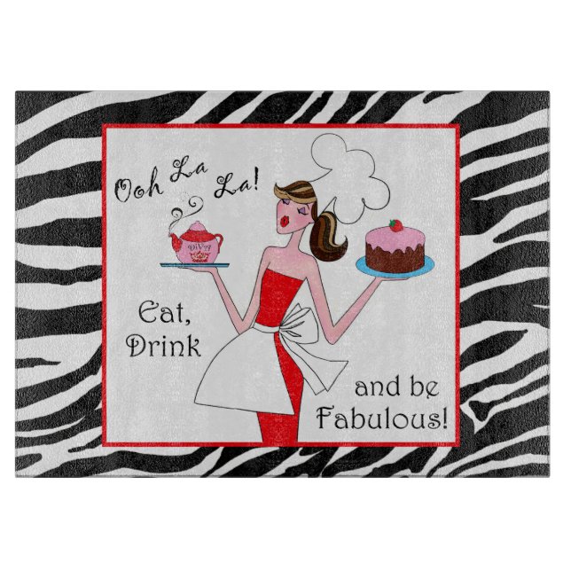 "Eat, Drink and Be Fabulous!" Cutting Board (Front)