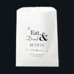 Eat Drink and Be Fifty Funky Retro 50th Birthday Favour Bag<br><div class="desc">It's going to be a heck of a 50th birthday party so thank your guests with this funky retro Eat,  Drink & Be Fifty! favour bags filled with goodies. Matching party supplies available.</div>