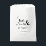 Eat Drink and Be Forty Funky Retro 40th Birthday Favour Bag<br><div class="desc">It's going to be a heck of a 40th birthday party so thank your guests with this funky retro Eat,  Drink & Be Forty! favour bags filled with goodies. Matching party supplies available.</div>