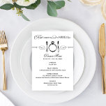 Eat Drink and Be Married Black Wedding Dinner Menu<br><div class="desc">Eat,  Drink and Be Married theme wedding dinner menu card in a classic black and white colour scheme. Personalize with your wedding date and menu wording details.</div>