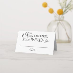 Eat Drink and Be Married Black Wedding Place Card