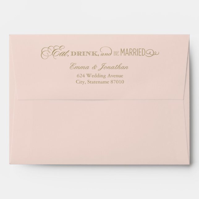 Eat Drink and Be Married Blush Pink Envelope (Back (Top Flap))