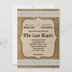 Eat Drink And Be Married Burlap And Lace Design Invitation
