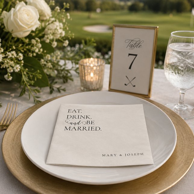 'Eat Drink And Be Married' Customizable Names  Napkin (Creator Uploaded)