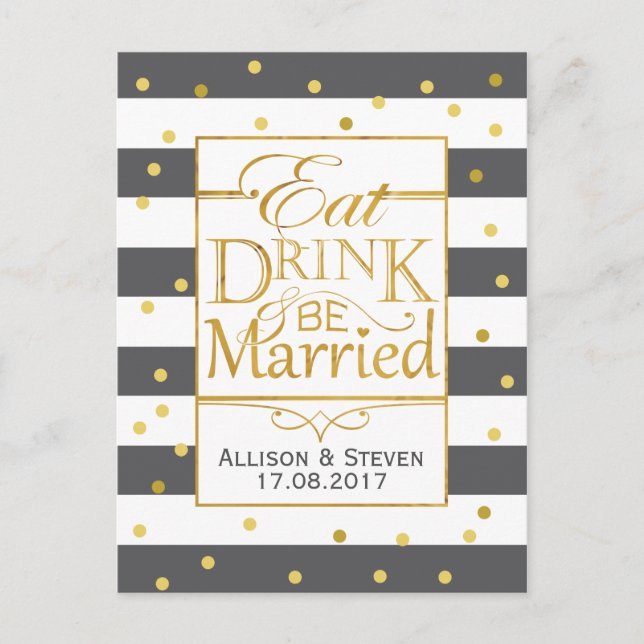 Eat, Drink and be Married design Invitation Postcard (Front)