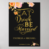 Eat drink and be married elegant faux gold wedding
