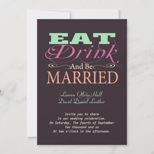 Eat Drink And Be Married Invitation (Front)