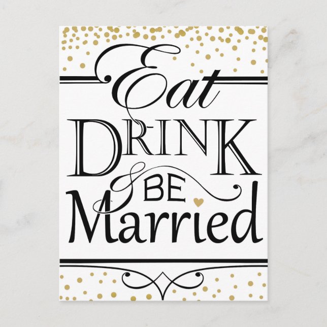 Eat Drink and be Married invitation design Postcard (Front)