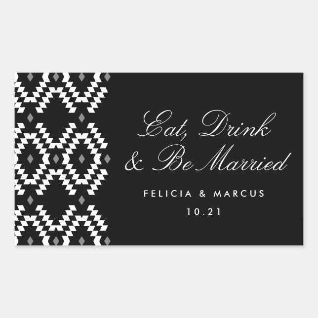 Eat, Drink and Be Married label, mini champagne Sticker (Front)