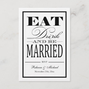 Eat Drink and be Married - Linen Paper RSVP Card