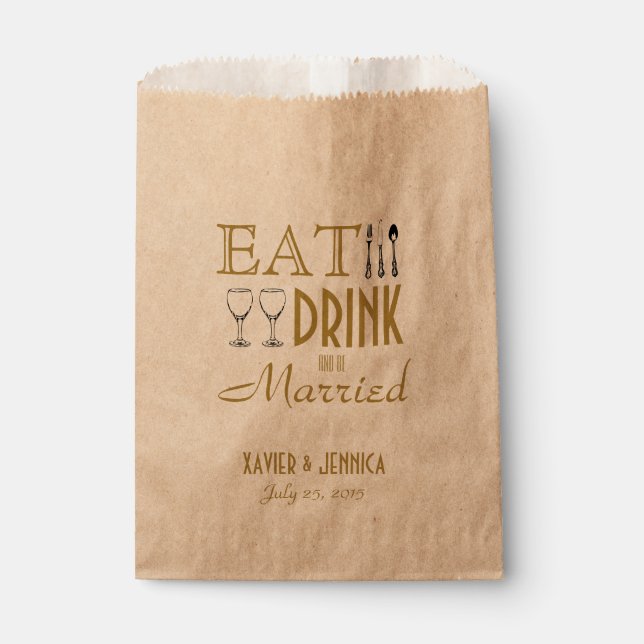 Eat Drink and be Married Personalized Silverware Favour Bag (Front)