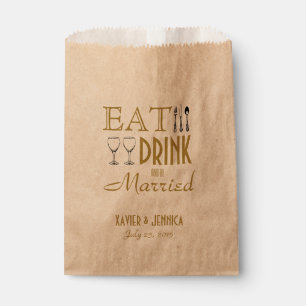 Eat Drink and be Married Personalized Silverware Favour Bag
