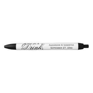 Eat, Drink, and Be Married Personalized Wedding Black Ink Pen