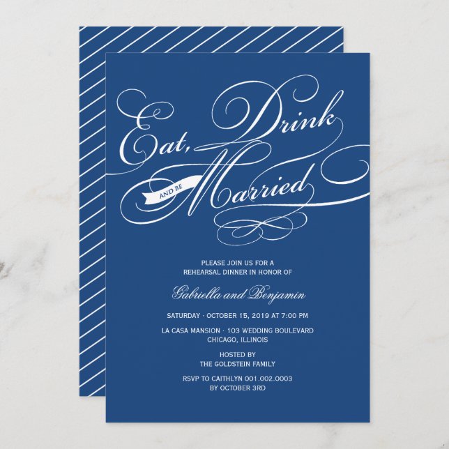 Eat Drink And Be Married Rehearsal Dinner Invite (Front/Back)