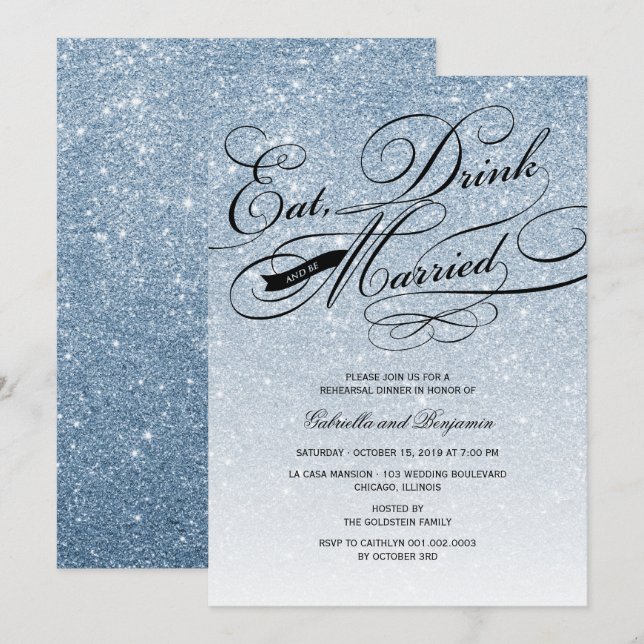 Eat Drink And Be Married Rehearsal Dinner Invite (Front/Back)