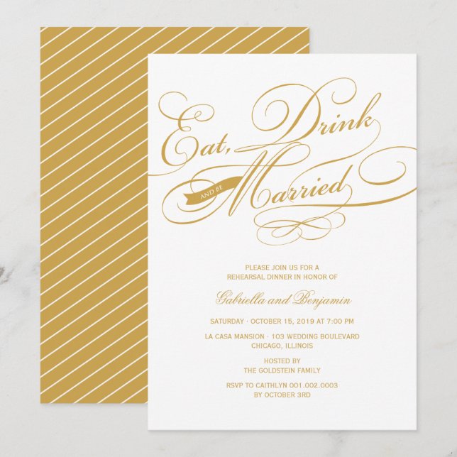 Eat Drink And Be Married Rehearsal Dinner Invite (Front/Back)