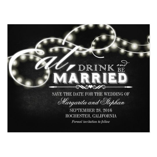 Eat, drink and be married save the date postcards