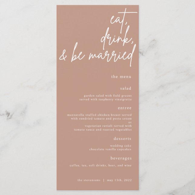Eat, Drink, And Be Married Script Wedding Menu (Front)