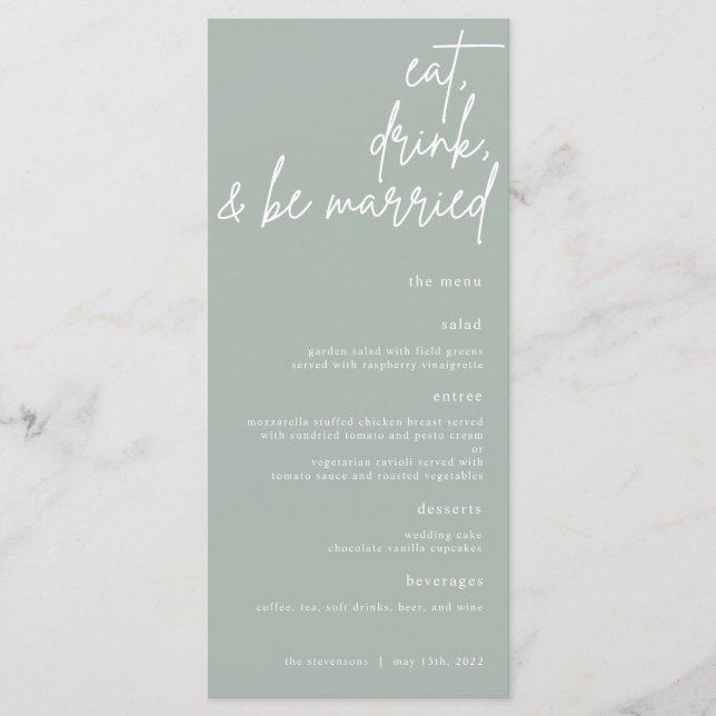 Eat, Drink, And Be Married Script Wedding Menu (Front)