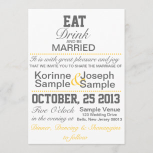 Eat, Drink and Be Married Wedding Invitation