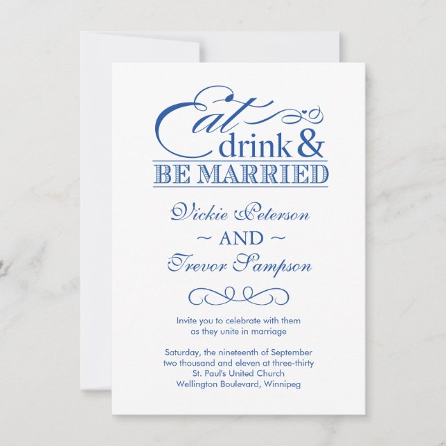 Eat Drink and Be Married Wedding Invitations (Front)