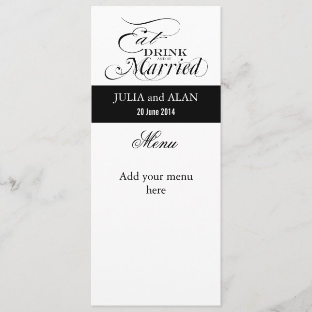 Eat, Drink, and Be Married Wedding Menu Cards (Front)
