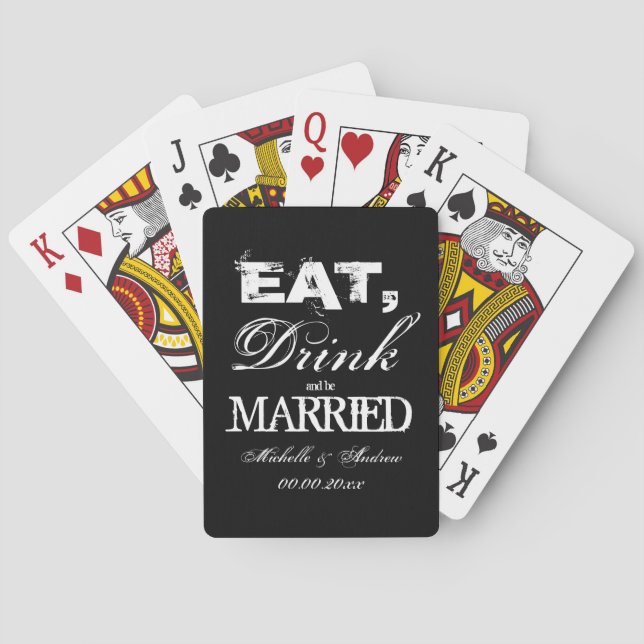 Eat drink and be married wedding party favours playing cards (Back)