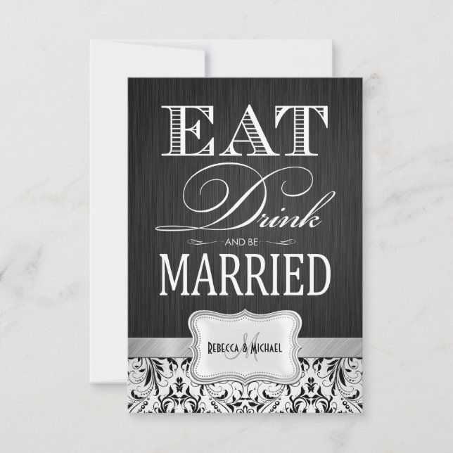 Eat Drink and be Married Wedding RSVP Card (Front)