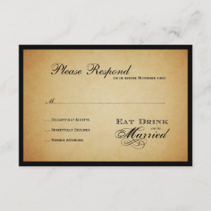 Eat Drink and be Married Wedding rsvp Card