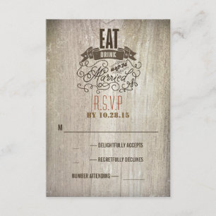 Eat drink and be married wedding RSVP cards