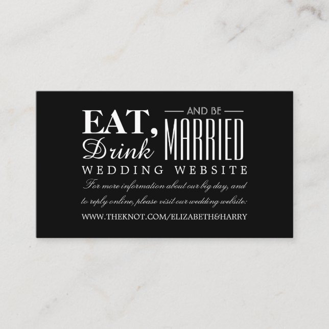 Eat, Drink and be Married Wedding Website Enclosure Card (Front)