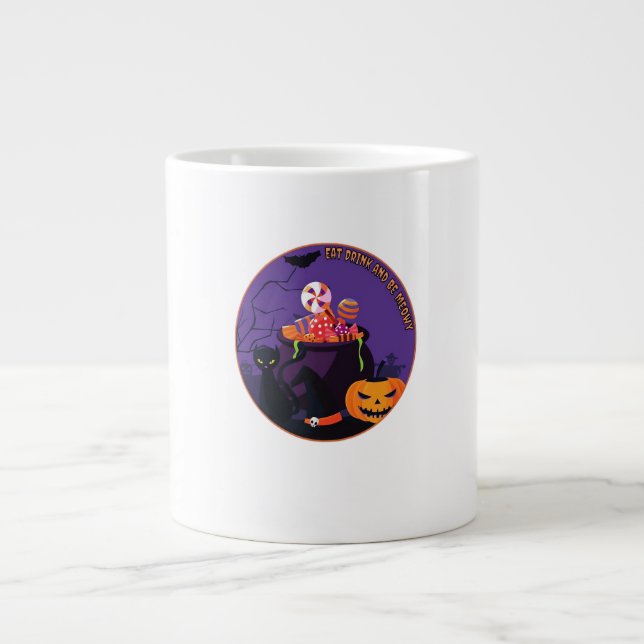 Eat Drink And Be Meowy Cute Casual Large Coffee Mug (Front)