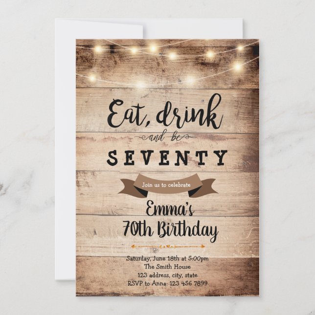 Eat drink and be merry adult birthday invitation (Front)