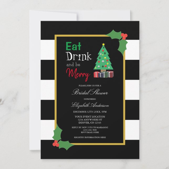 Eat Drink And Be Merry Bridal Shower Invitation (Front)