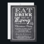 Eat Drink and Be Merry Chalkboard Christmas Party Invitation<br><div class="desc">Create your perfect invitation with this pre-designed templates, you can easily personalize it to be uniquely yours. For further customization, please click the "customize further" link and use our easy-to-use design tool to modify this template. If you prefer Thicker papers / Matte Finish, you may consider to choose the Matte...</div>