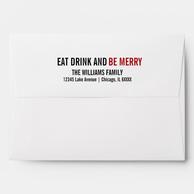 Eat Drink and Be Merry Christmas Holiday Envelope (Back (Top Flap))