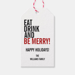 Eat Drink and Be Merry Christmas Holiday Gift Tag