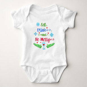 Eat, Drink and Be Merry, Christmas Holiday, ZSSPG Baby Bodysuit
