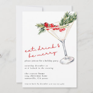 Eat, Drink and Be Merry Christmas Martini Holiday Card