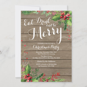 Eat Drink and Be Merry Christmas Party Invitation