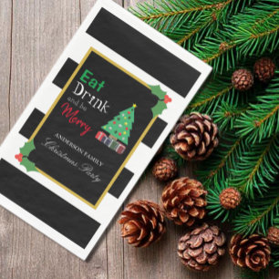Eat Drink And Be Merry Christmas Party Napkin