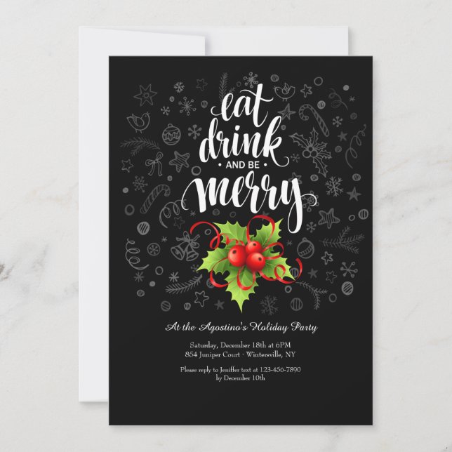 Eat Drink and Be Merry Holiday Invitation (Front)