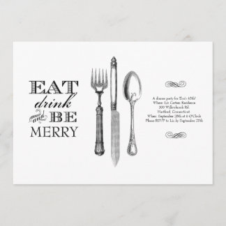 Eat, Drink and Be Merry | Invitation on White