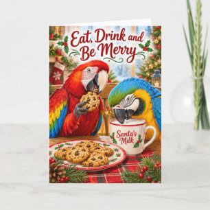 Eat Drink and Be Merry Macaw Christmas Card