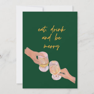 Eat, Drink and be Merry, Merry, Christmas, Retro Holiday Card