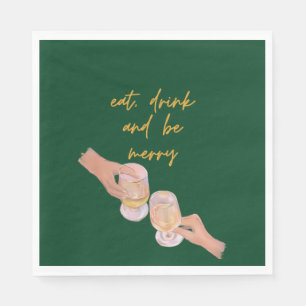 Eat, Drink and be Merry, Merry, Christmas, Retro Napkin