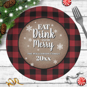 Eat Drink and be Merry Personalized Christmas  Paper Plate