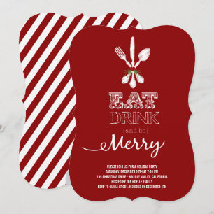 Eat Drink and Be Merry Rustic Holiday Party Invite